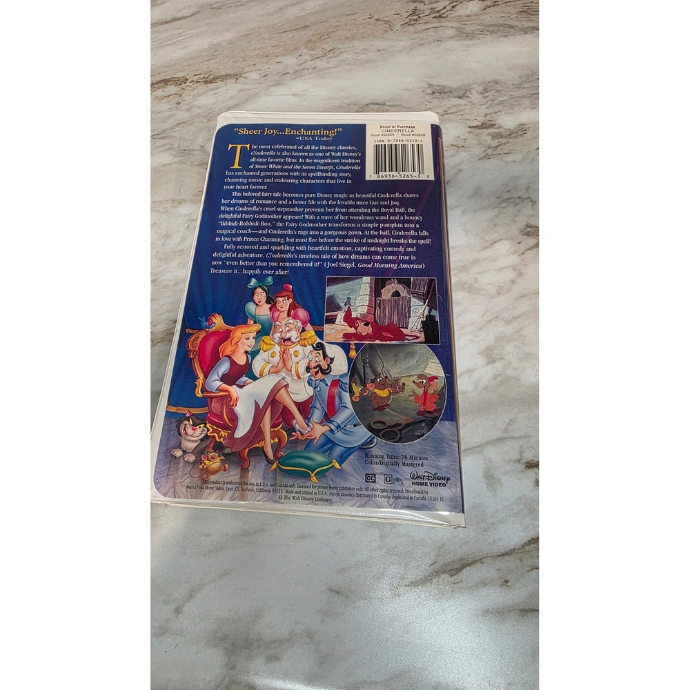 Walt Disney Masterpiece Collection Cinderella VHS Tape Movie Vintage Collectible - Picture 2 of 6